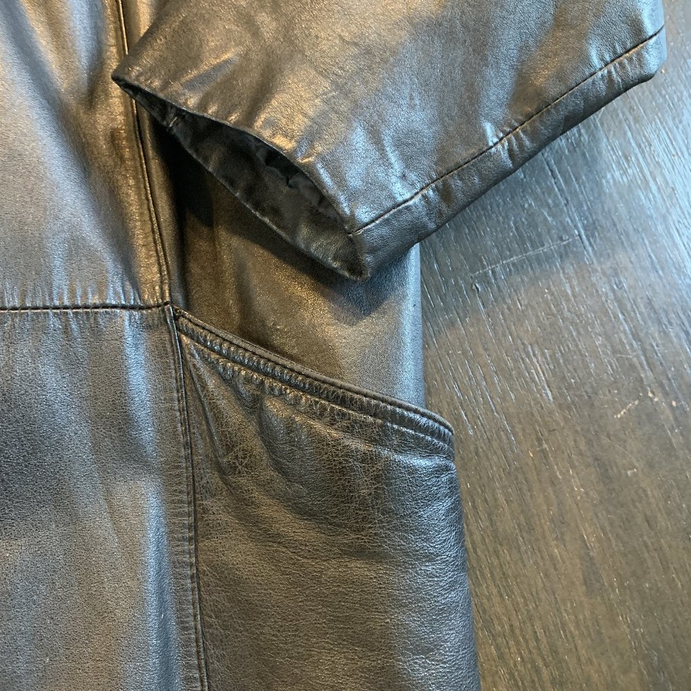 Vintage 100% Leather Women Full Length Trench Coatt M S 6 8 - Picture 9 of 12